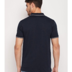 Cotton Blend Regular Fit Solid Half Sleeves Men’s Polo T Shirt ( Navy Blue ) - Image 5