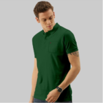 TAB91 Pack of 1 Cotton Slim Fit Solid Half Sleeves Men’s Polo T Shirt ( Dark Green ) - Image 2