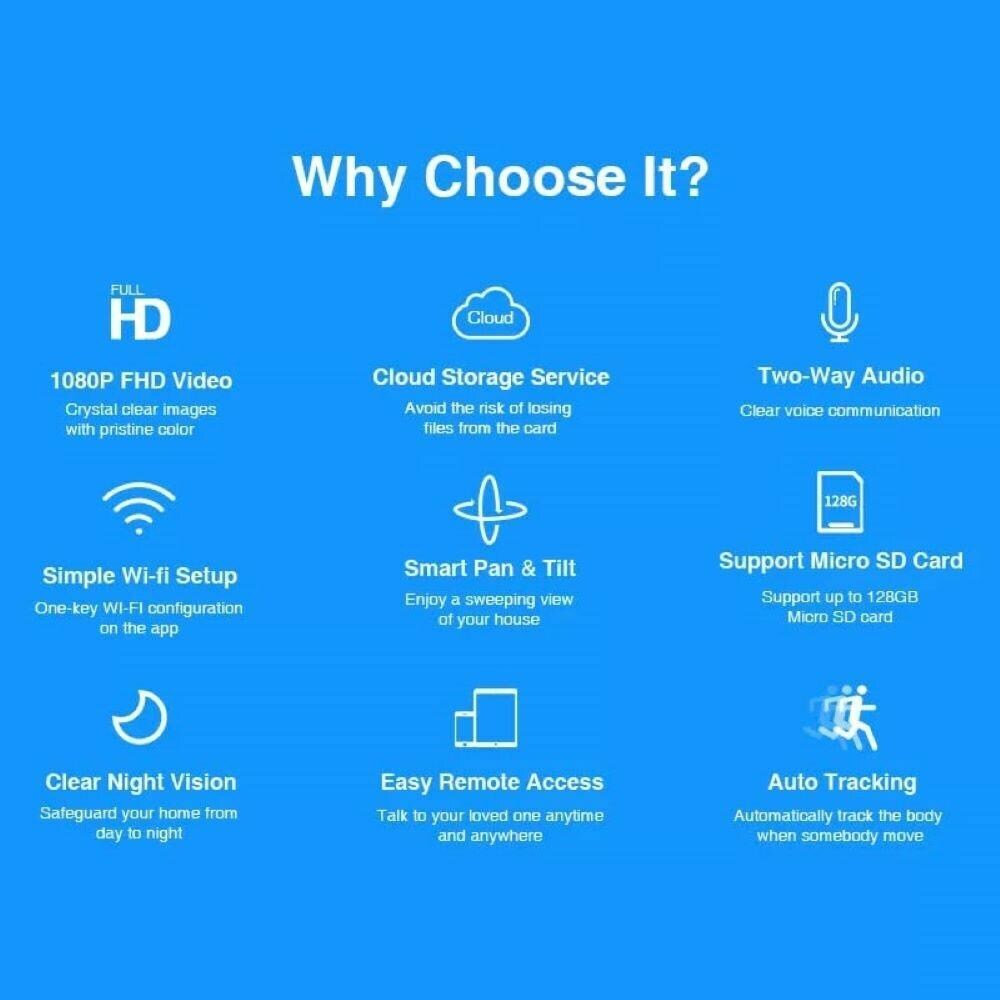 1080p Smart Robot IP Camera Home Security 360 Rotating WiFi Camera Security Camera (64 GB, 1 Channel) - Image 3